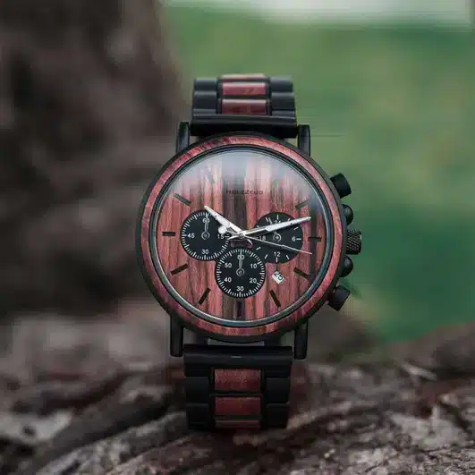 Armbanduhr aus echter roter Kastanie HOLZZEUG 1
