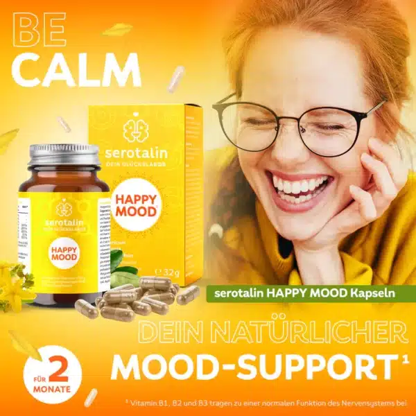 SEROTALIN HAPPY MOOD Vorteile wie Stimmungsaufhellung und innere Ruhe durch die Verwendung natürlicher Inhaltsstoffe