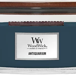 woodwick duftkerze im ellipsenglas antiquarium dunkles petrolblau